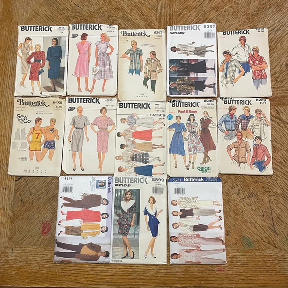 Lot Of 13 Butterick Vintage Sewing Patterns Womens And Mens Clothing. - Picture 1 of 6